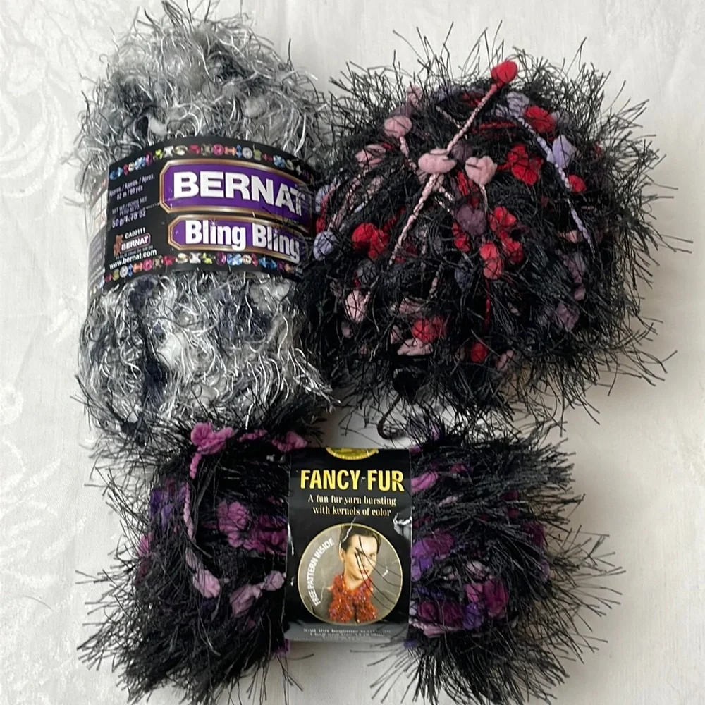 Fancy Fur Yarns/Lot of 3